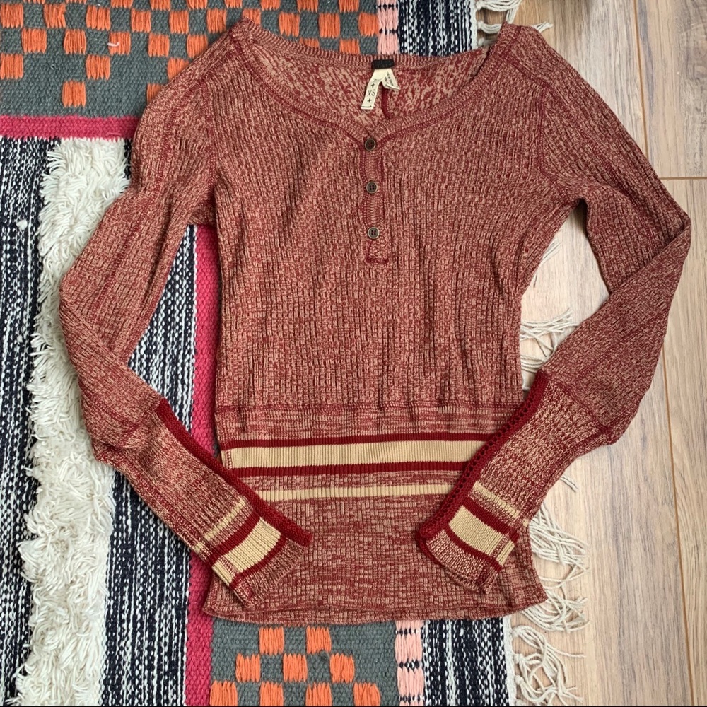 Free People Red Thermal Top